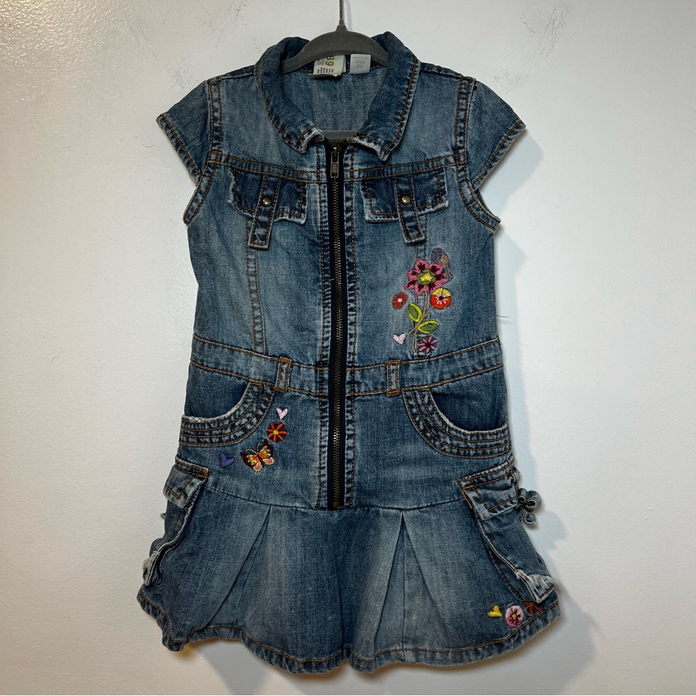 Children’s place Embroidered Denim Dress with Floral Accents